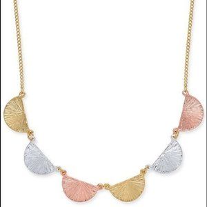 NWT Alfani  Tri -Tone Fan statement necklace